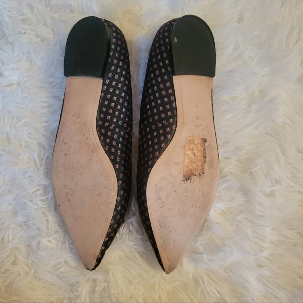 Sam Edelman Rafaella Beaded Leather Black and Gold Embellished Flats - Picture 9 of 12